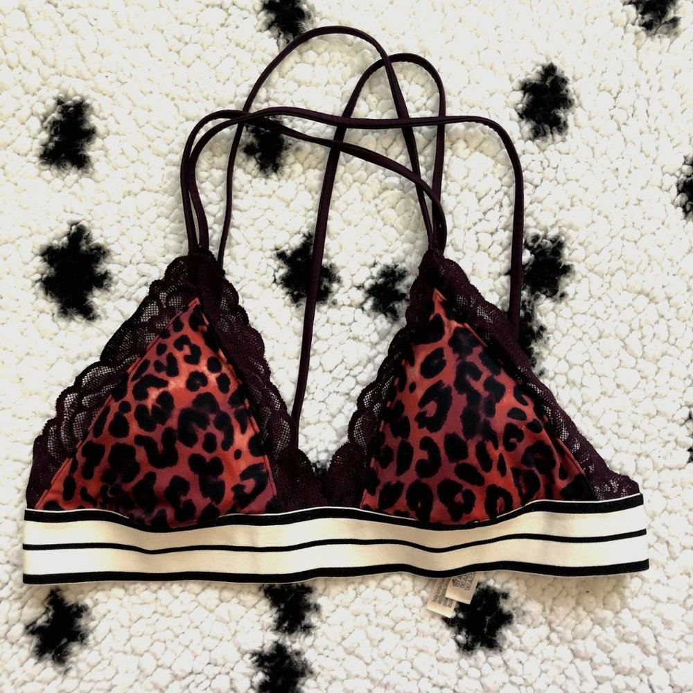 Laurel & Love burgundy lace leopard bralette S